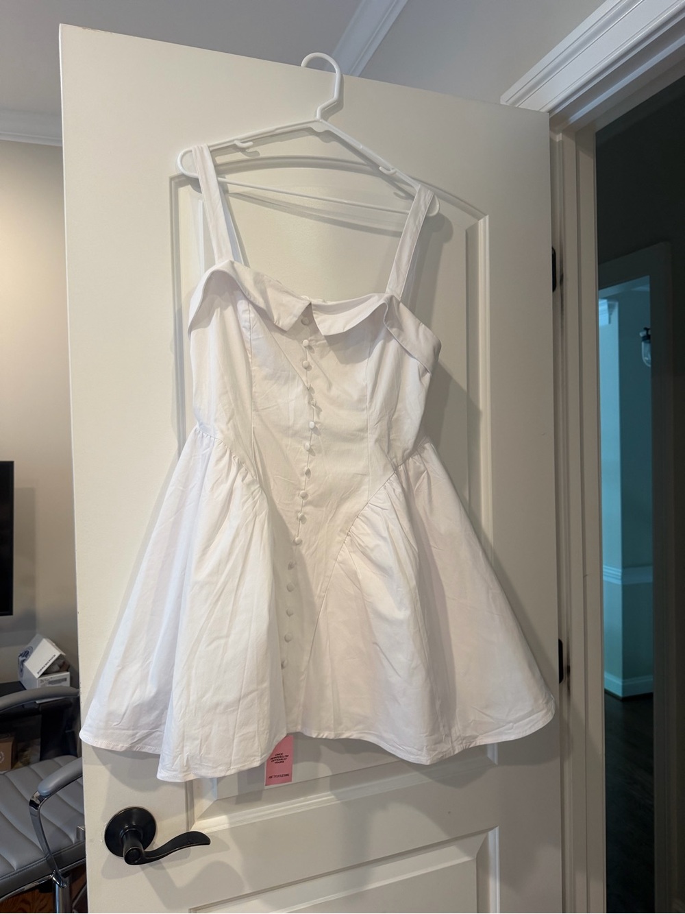 PrettyLittleThing White Button-Front Fit & Flare Mini Dress
